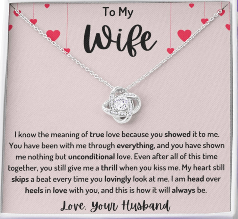 To My Wife Love Knot Heart Strings Necklace